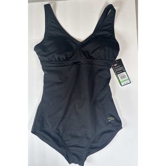 Speedo Anthracite 19-4007 T Black One Piece Swimsuit Women’s Size 8 NWT‎ $88 - Picture 1 of 9